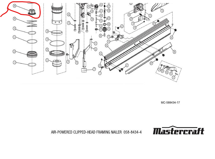 Cover Bumper Mastercraft  air nailer 58-8434-4/ 058-9819-4